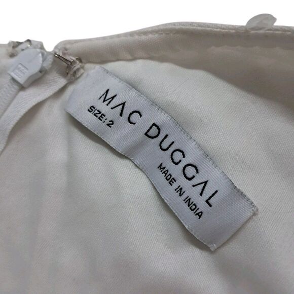 NWT Mac Duggal Gown Womens 2 Ivory One Shoulder Pearl Sequin Asymmetrical Bridal - Picture 3 of 16